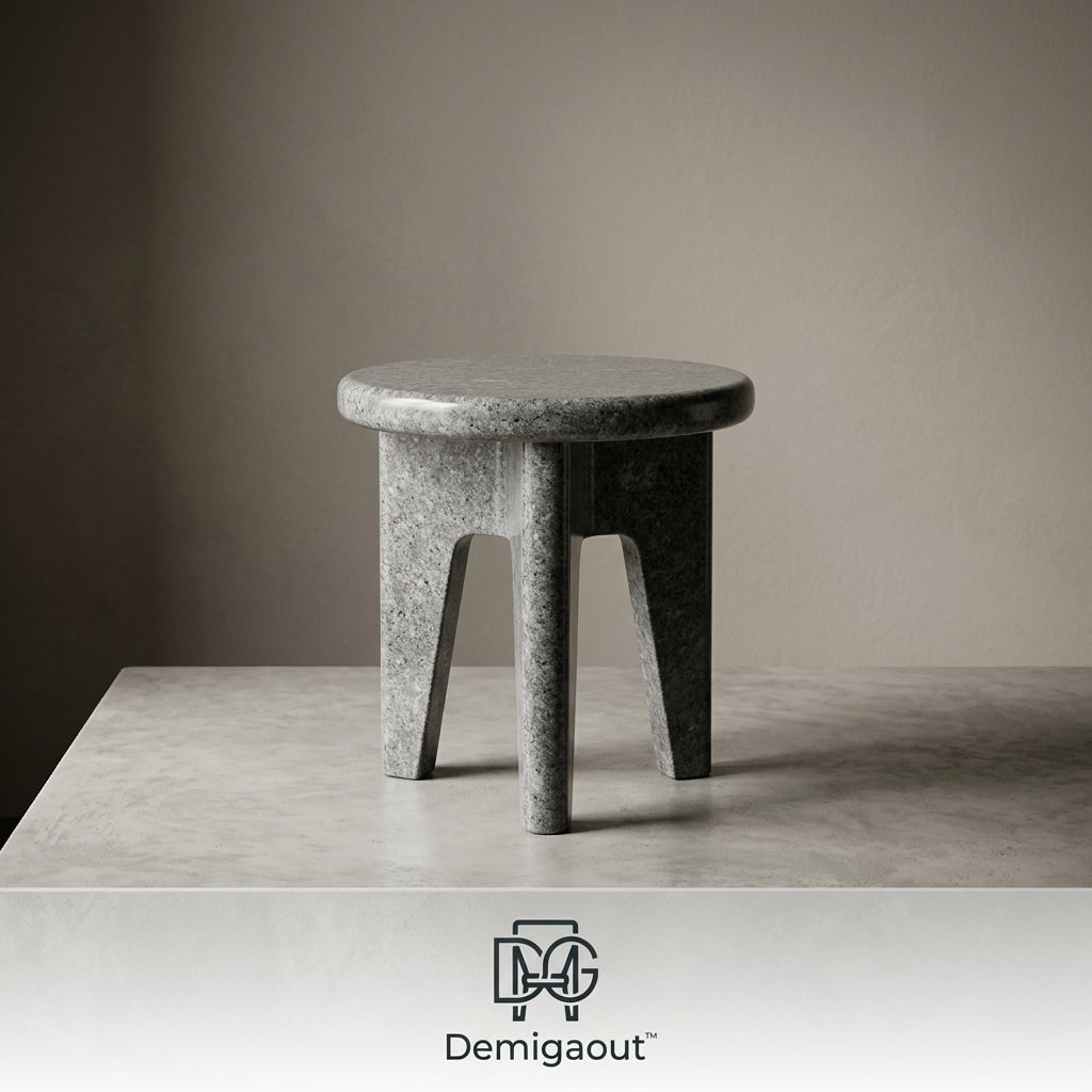 Demigaout™ Sculptural Stone Accent Stool